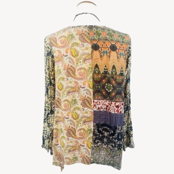 Artisan De Lux X Anthropologie Boho Paisley Asymmetrical Button Down Top - Picture 7 of 16